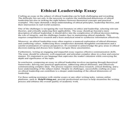 Ethical Leadership Essay