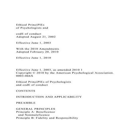 Ethical PrinciPlEs  of Psychologists and codE of conduct.docx