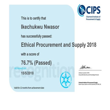 Ethical procurement and supply 2018 certificate | PDF