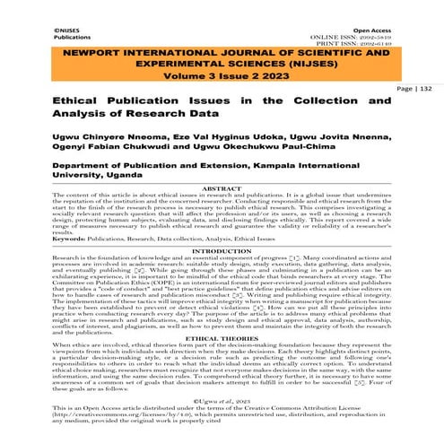 Ethical Publication Issues in the Collection and Analysis of Research ...