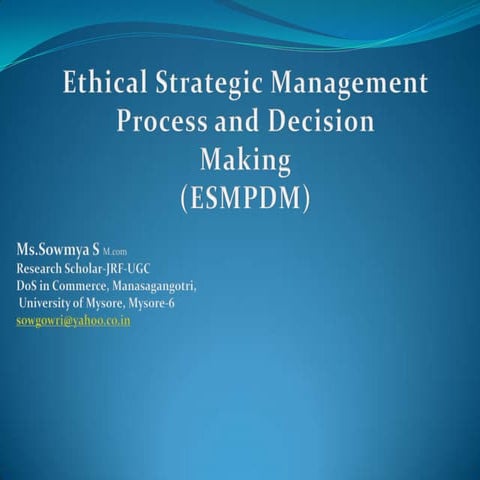 Ethical strategic management process and decision making