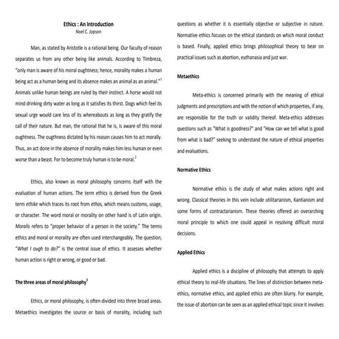 Introduction to Ethics