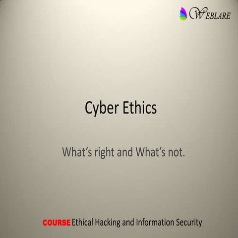 Cyber Ethics | IT ACT 2000 Summary | What's not right.