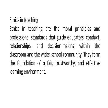 Professional Ethics and Values in Teaching | PDF