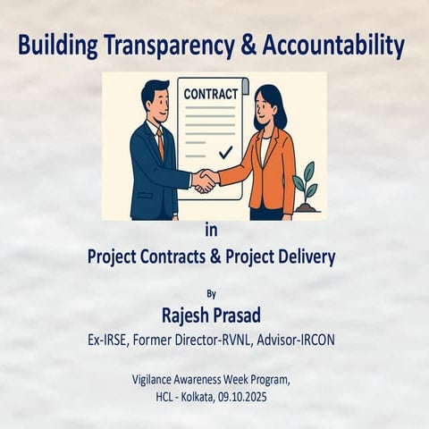 Ethics and Contract Management HCL dt 09.10.25- A presentation made by Rajesh Prasad during Vigilance Awareness Week