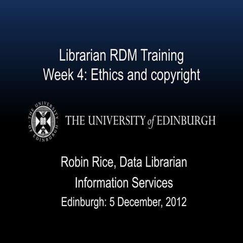 Librarian RDM Training: Ethics and copyright for research data