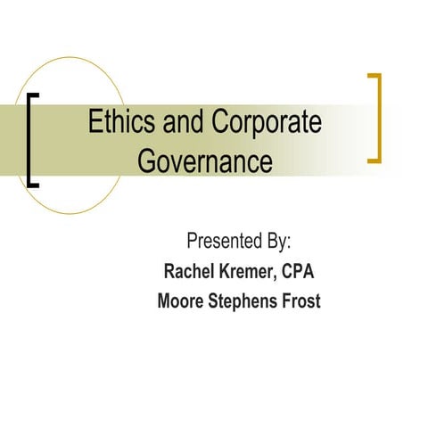 Ethics and Corporate Governance