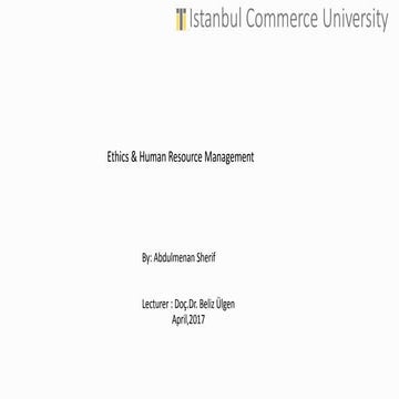 Ethics and HRM in an organization