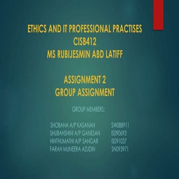 Ethics and it professional practises (assignment 2)