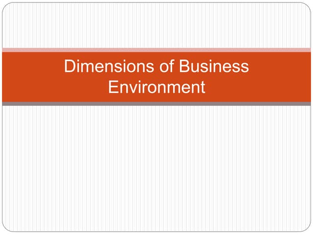 Presentation on Dimensions of Business Environment - Business ETHICS