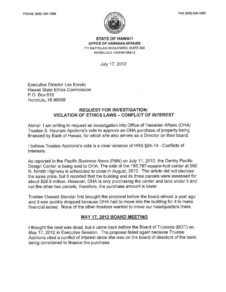 Ethics complaint apoliona 3 docs