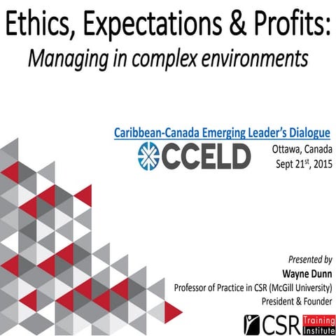 Ethics, expectations and profits: Managing in complex environments 
