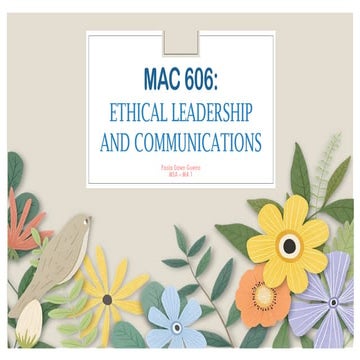 Ethical Leadership and Communications