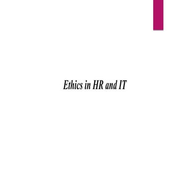 Ethics in HR and IT a brief not about how human resource is managed