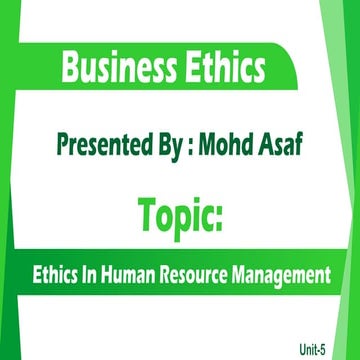 Ethics in Human Resource Management(HRM)