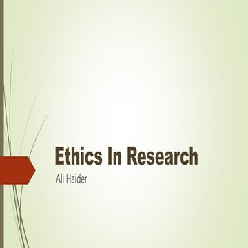 Ethics In Research