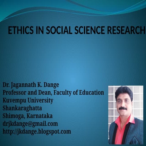 Ethics and moral judgement in Social Science Research