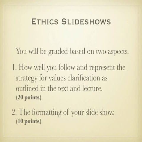 Ethics Slideshow Format and Grading