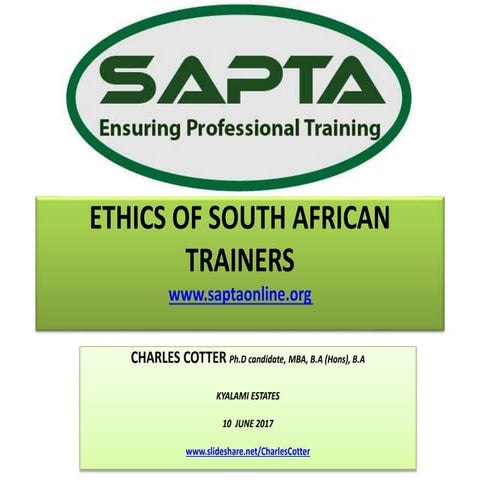 Ethics of South African Trainers