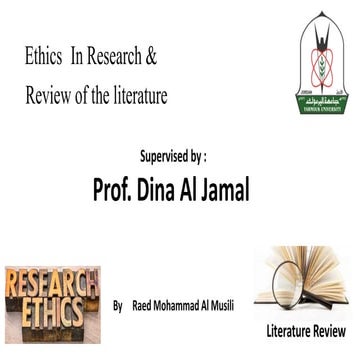 Ethics &  Review of the Literature in Research .
