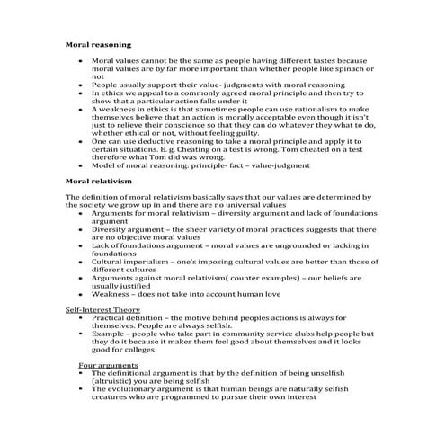 Ethics seminar notes 1