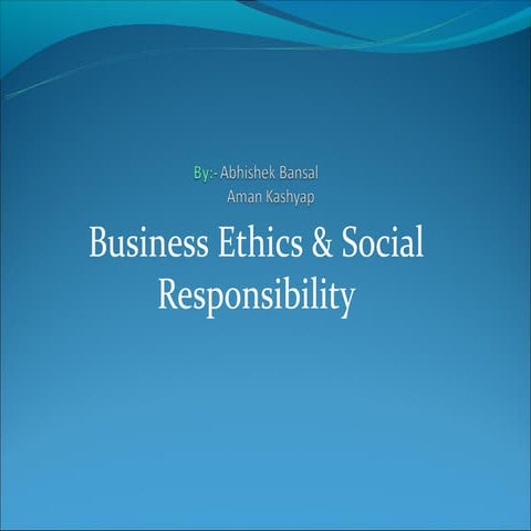 Ethics & social responsibility