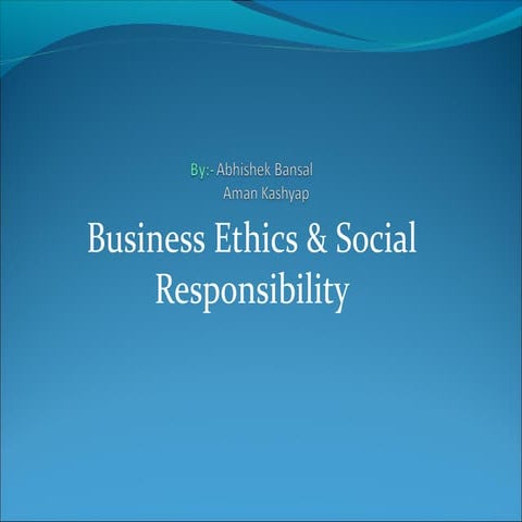 Ethics & social responsibility