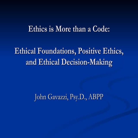 Ethics is More than a Code: