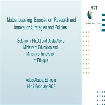Mutual Learning  Exercise on  Research and Innovation Strategies and Policies