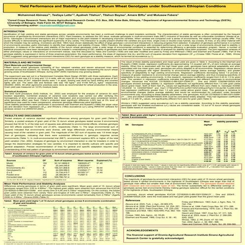 Yield performance and stability analyses of durum wheat genotypes under ...