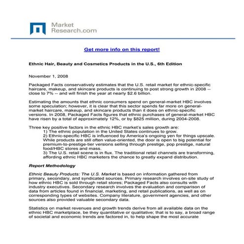 Ethnic Hair, Beauty and Cosmetics Products in the U.S., 6th Edition