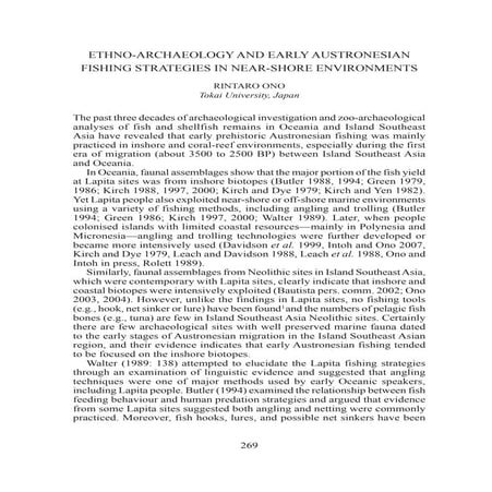 Ethno archaeology and early austronesian fishing strategies in near-shore env...