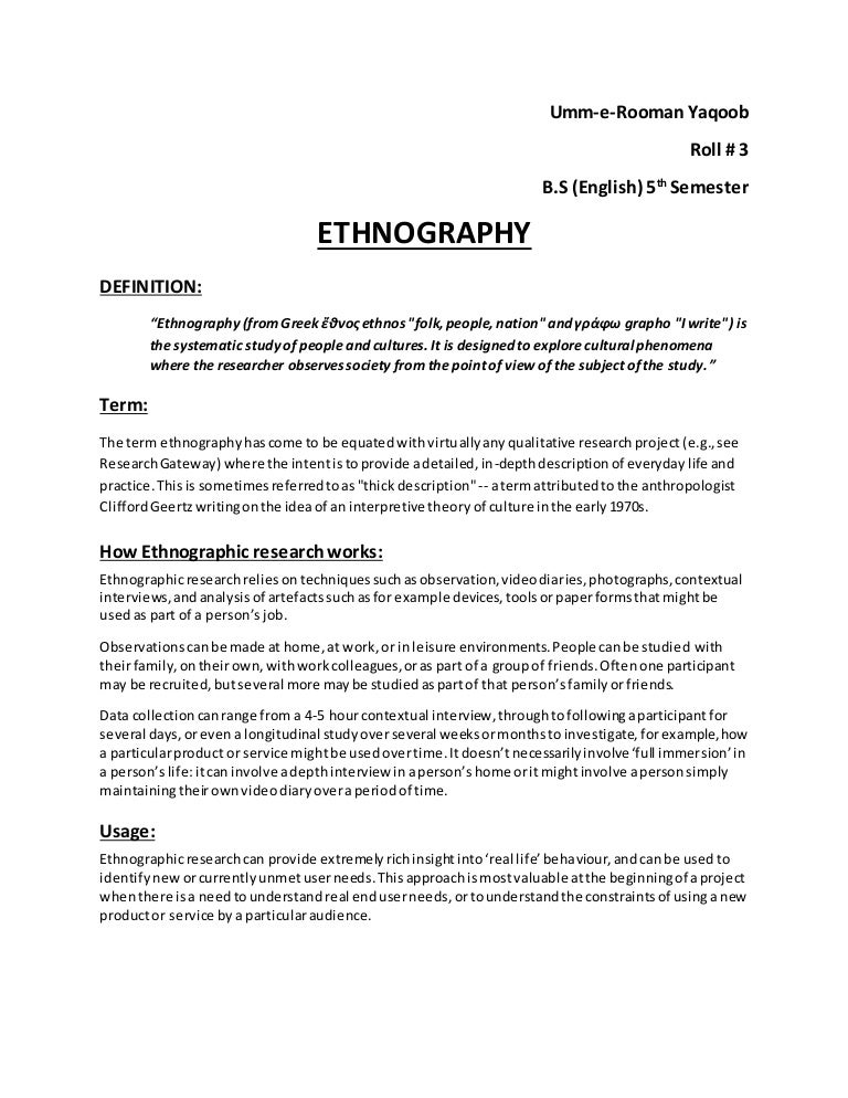 ethnographic dissertation example