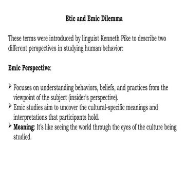Understanding Etic and Emic Perspectives in Cultural Research and ...