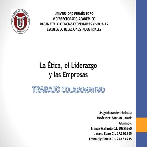 Etica y liderazgo en las organizaciones