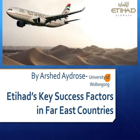 Etihad Airways- Key Success Factors in Far East Countries