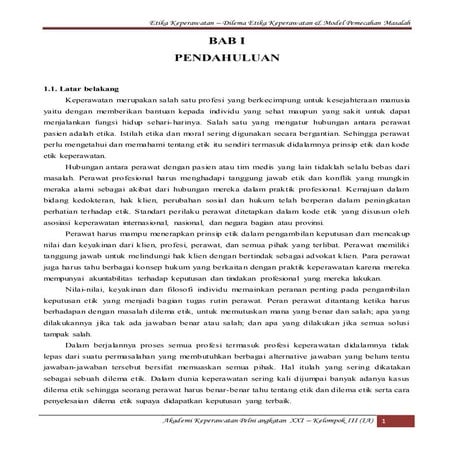 Dilema etik keperawatan & model pemecahan masalah