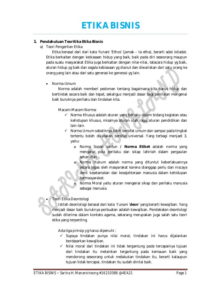 Etika Bisnis