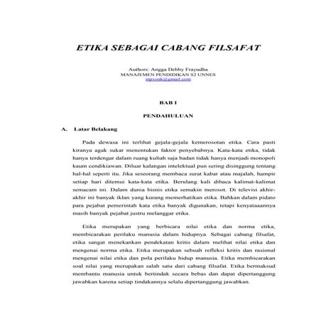 Etika sebagai cabang filsafat