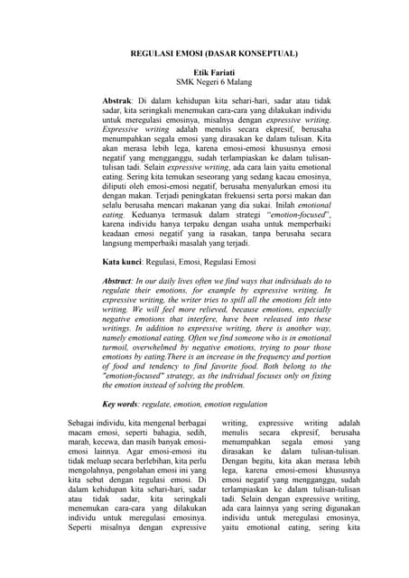 REGULASI EMOSI (DASAR KONSEPTUAL)