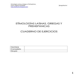 Ejercicios de Etimologías 