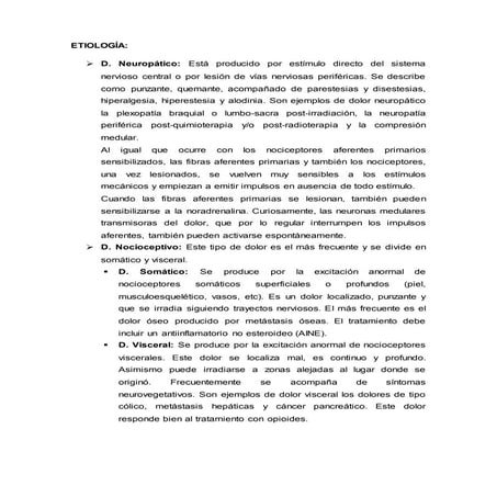 Etiología del dolor