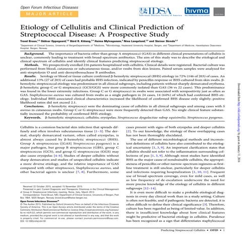 Etiologia de la celulitis y Predicción clínica de la enfermedad Estreptocócic...