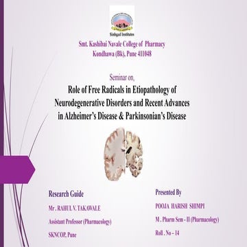 Role of Free Radicals in Etiopathology of Neurodegenerative Disorders and Rec...