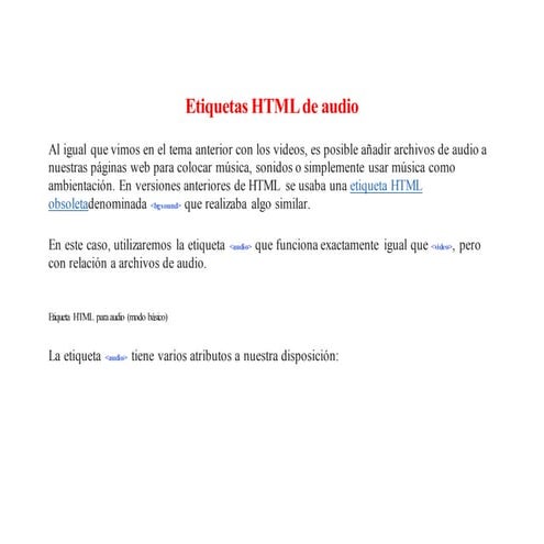 Insertar audio y video en html | DOCX