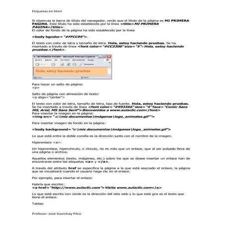 Etiquetas en html