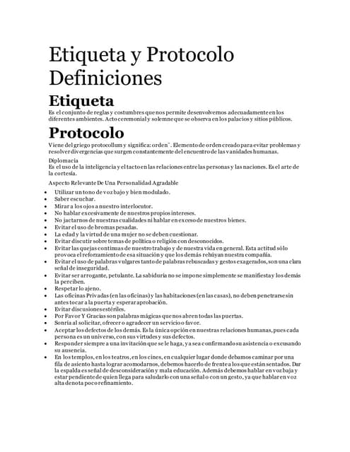 etiqueta y protocolo | PPT