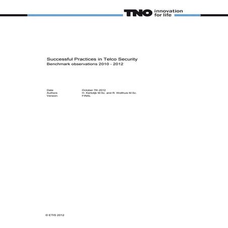 ETIS Information Security Benchmark Successful Practices in telco security