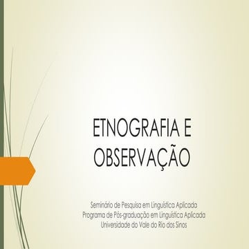 Etnografia e Observação