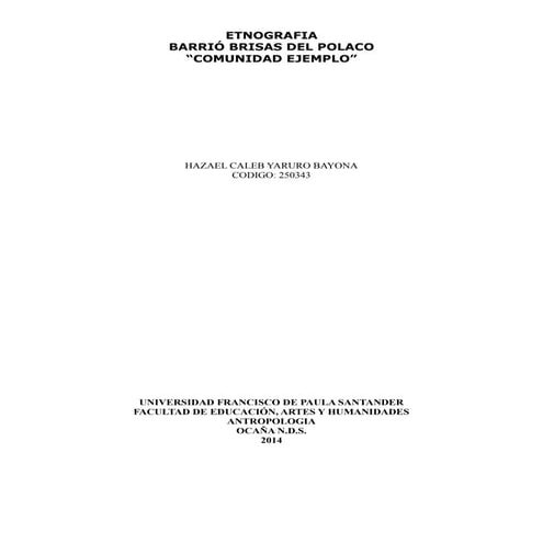 ETNOGRAFIA BRISAS DEL POLACO , OCAÑA N DE S -COLOMBIA 